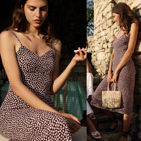 Rouje Dresses & Skirts - ROUJE PARIS NWOT Chantal Heart Pattern Slip Dress in Marine Size 2